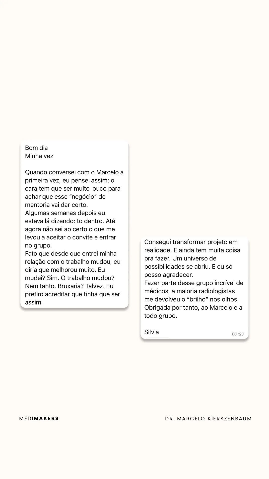 Depoimento de médico mentorado por Marcelo Kierszenbaum 7