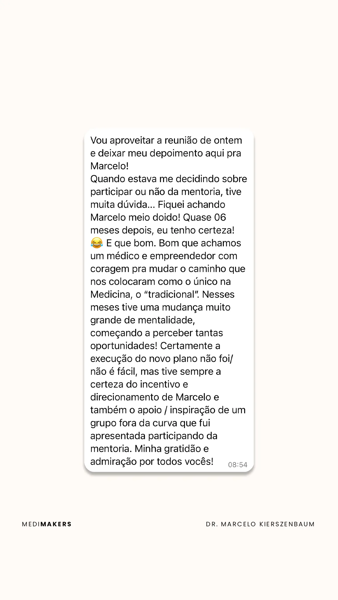 Depoimento de médico mentorado por Marcelo Kierszenbaum 1
