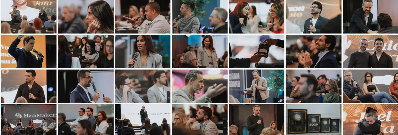 Colagem de fotos dos eventos e encontros da comunidade MediMakers